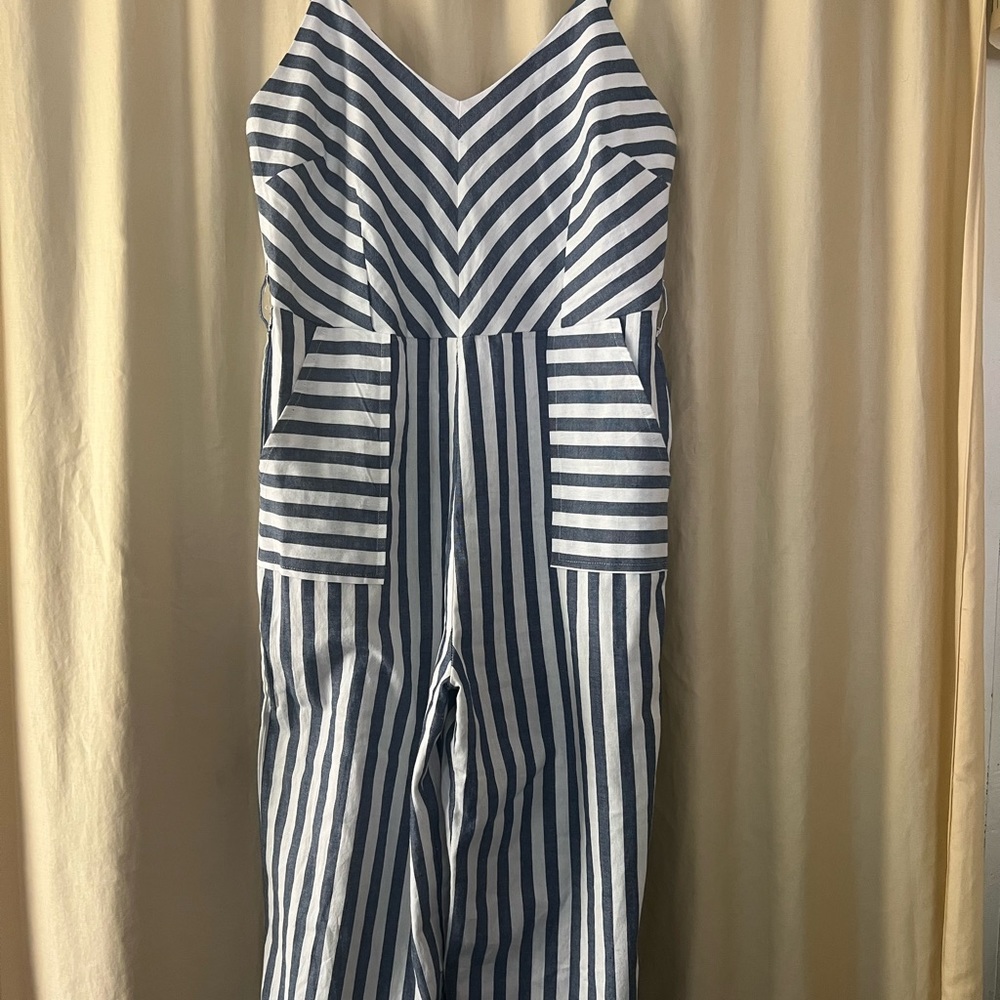 Blue and white jumpsuit
